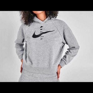 Nike Women's Swoosh Hoodie Pullover Grey CU5676 Size XS NWT Athletic